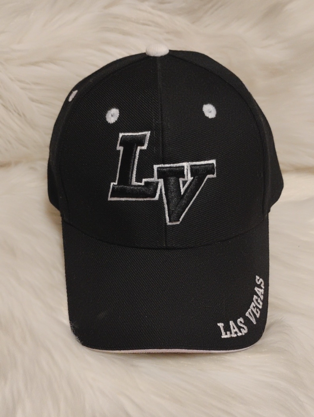 (C-75) Black "LV" Las Vegas Embroidered Baseball Cap